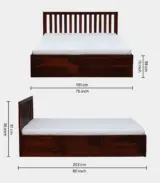 Eyva Sheesham Wood King Size Bed with Box Storage (Honey Oak Finish) - Image 2