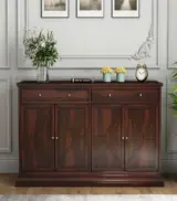 Celton Sheesham Wood Sideboard and Cabinets Two Drawers (Walnut Finish) - Image 2