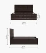 Euronic Sheesham Wood Queen Size Bed with Hydraulic Box Storage (Cola Rain Finish) - Image 2