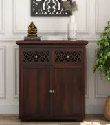 Clambrey Mini Sheesham wood Sideboard and Cabinet (Walnut Finish) - Image 2