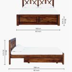 Kryss Sheesham Wood Queen Size Bed In Scratch Resistant Provincial Teak Finish With Drawer Storage - Image 2