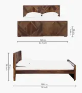 Ritrmo Sheesham Wood Queen Size Bed without Storage (Provincial Teak Finish) - Image 2