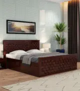 Flotingo Sheesham Wood Queen Size Bed with Drawer Storage (Walnut Finish) - Image 2