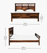 Donetask Sheesham Wood Queen Size Bed without Storage (Provincial Teak Finish) - Image 2