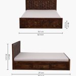 Baarn Sheesham Wood Queen Size Bed in Provincial Teak Finish With Box Storage - Image 2