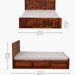Bairon Sheesham Wood Queen Size Bed with Box Storage (Honey Oak Finish) - Image 10
