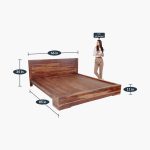 Osage Sheesham Wood Platform Queen Size Bed in Walnut Finish - Image 2