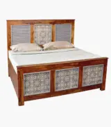 Jelice Sheesham Wood Queen Size Bed with Box Storage (Honey Oak Finish) - Image 2