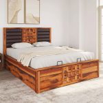 Hulk Sheesham Wood Queen Size Bed in Walnut Finish with Hydraulic Storage - Image 2