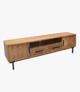Jaydon Solid Mango Wood with Metal Stand Floor Standing TV Unit (Natural Finish) - Image 7