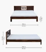 Misty Sheesham Wood Queen Size Bed without Storage (Provincial Teak Finish) - Image 2