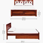 Kryss Sheesham Wood Queen Size Bed in Scratch Resistant Honey Oak Finish With Drawer Storage - Image 2