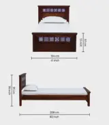 Brion Sheesham Wood Single Bed without Storage (Honey Oak Finish) - Image 2