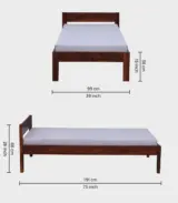 Enikel Sheesham Wood Single Bed without Storage (Honey Oak Finish) - Image 2