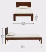 Bayvaria Sheesham Wood Single Bed without Storage (Provincial Teak Finish) - Image 2