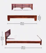 Viloseck Sheesham Wood King Size Bed without Storage (Honey Oak Finish) - Image 2