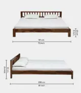 Heroford Sheesham Wood King Size Bed without Storage (Rustic Teak Finish) - Image 2