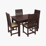 Arolph Sheesham Wood 4 Seater Dining Table Set (Walnut Finish) - Image 2