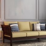 Raiden Wooden Sofa Set with Washable Zipper Cover (Walnut Irish Cream) - Image 2
