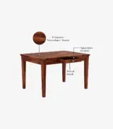 Mcboth Sheesham Wood 4 Seater Dining Table Set with Bench and Drawer Storage (Honey Finish) - Image 2