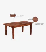 Adwin Sheesham Wood 4 Seater Dining Table Set with Extendable Table Top (Honey Finish) - Image 2