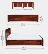 Amerillo Sheesham Wood King Size Bed with Box Storage (Honey Oak Finish) - Image 2
