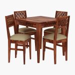 Cambrey 4 Seater Cushioned Dining Set (Honey Finish) - Image 2