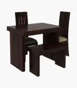 Wortex Sheesham Wood Compact Size 4 Seater Dining Table Set with Bench (Walnut Finish) - Image 2