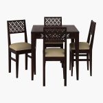 Cambrey Compact 4 Seater Dining Set with 4 Chairs (Walnut Finish) - Image 2