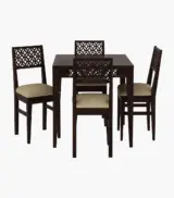 Clambrey Sheesham Wood Compact Size 4 Seater Cushioned Dining Table Set (Walnut Finish) - Image 2