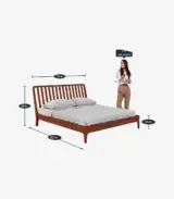 Purely Sheesham Wood King Size Bed without Storage (Honey Oak Finish) - Image 4