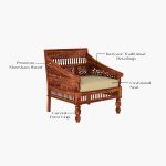 Alanis Wooden Sofa Set (Honey Finish) - Image 2