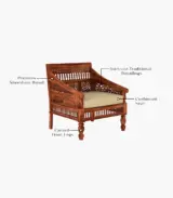 Alanisys Sheesham Wood Sofa Set with 3+1+1 Seating (Honey Finish) - Image 2