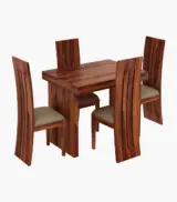 Wortex Sheesham Wood Compact Size 4 Seater Cushioned Dining Table Set (Honey Finish) - Image 2