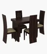 Wortex Sheesham Wood Compact Size 4 Seater Cushioned Dining Table Set (Walnut Finish) - Image 2