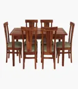Mcboth Sheesham Wood 6 Seater Cushioned Dining Table Set with Drawer Storage (Honey Finish) - Image 9