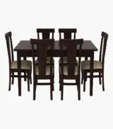 Mcboth Sheesham Wood 6 Seater Cushioned Dining Table Set with Drawer Storage (Walnut Finish) - Image 2
