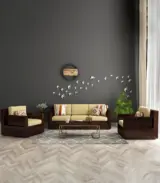 Merriott Sheesham Wood Sofa Set with 3+1+1 Seating (Walnut Finish) - Image 2