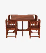 Cohoon Sheesham Wood 4 Seater Dining Table Set (Honey Finish) - Image 2