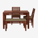 Cambrey Compact 4 Seater Dining Set with Bench (Honey Finish) - Image 2