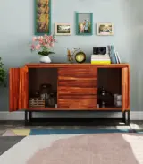 Roay Sheesham Wood Sideboard and Cabinet (Honey Finish) - Image 3