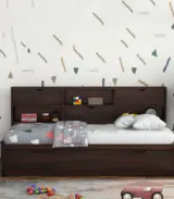 Christon Sheesham Wood Single Bed with Trundle Bed (Walnut Finish) - Image 2