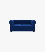 Henray Mango Wood Frame with Valvet Cushion 2 Seater Sofa (Indigo Blue) - Image 2