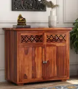 Clambrey Mini Sheesham wood Sideboard and Cabinet (Honey Finish) - Image 2