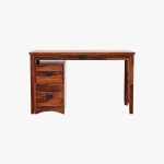 Horsley Computer Table With Keyboard Tray and Drawer Storage (Honey Finish) - Image 2