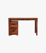 Horslow Sheesham Wood Computer Table with Keyboard Tray and Drawer Storage (Honey Finish) - Image 2