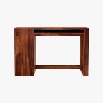 Alkin Study Table with Keyboard Tray and Side Storage (Honey Finish) - Image 2