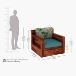 Marriott Wooden Sofa Set (Honey Teal Aqua Marine) - Image 2