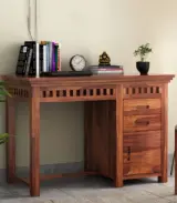 Arolph Sheesham Wood Computer Table with Drawer Storage (Honey Finish) - Image 2