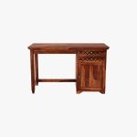 Cambrey Study Table with Two Drawers and Cabinet (Honey Finish) - Image 2